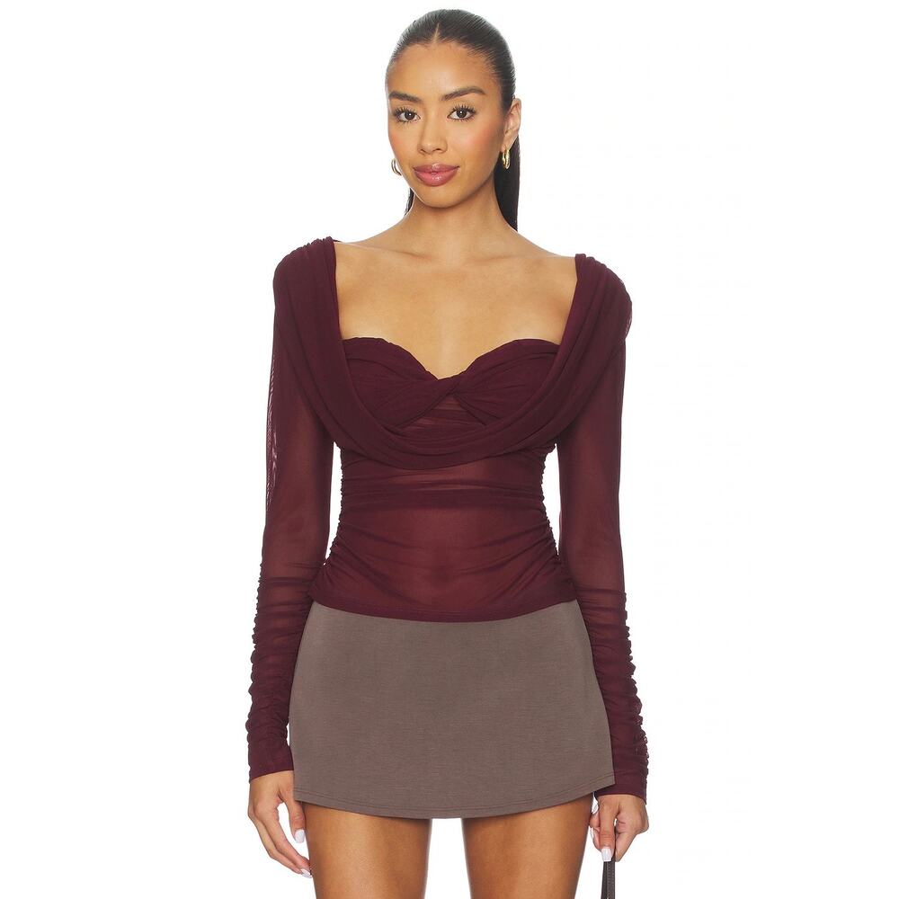 Majorelle Simone Burgundy Ruched Top Sz XS